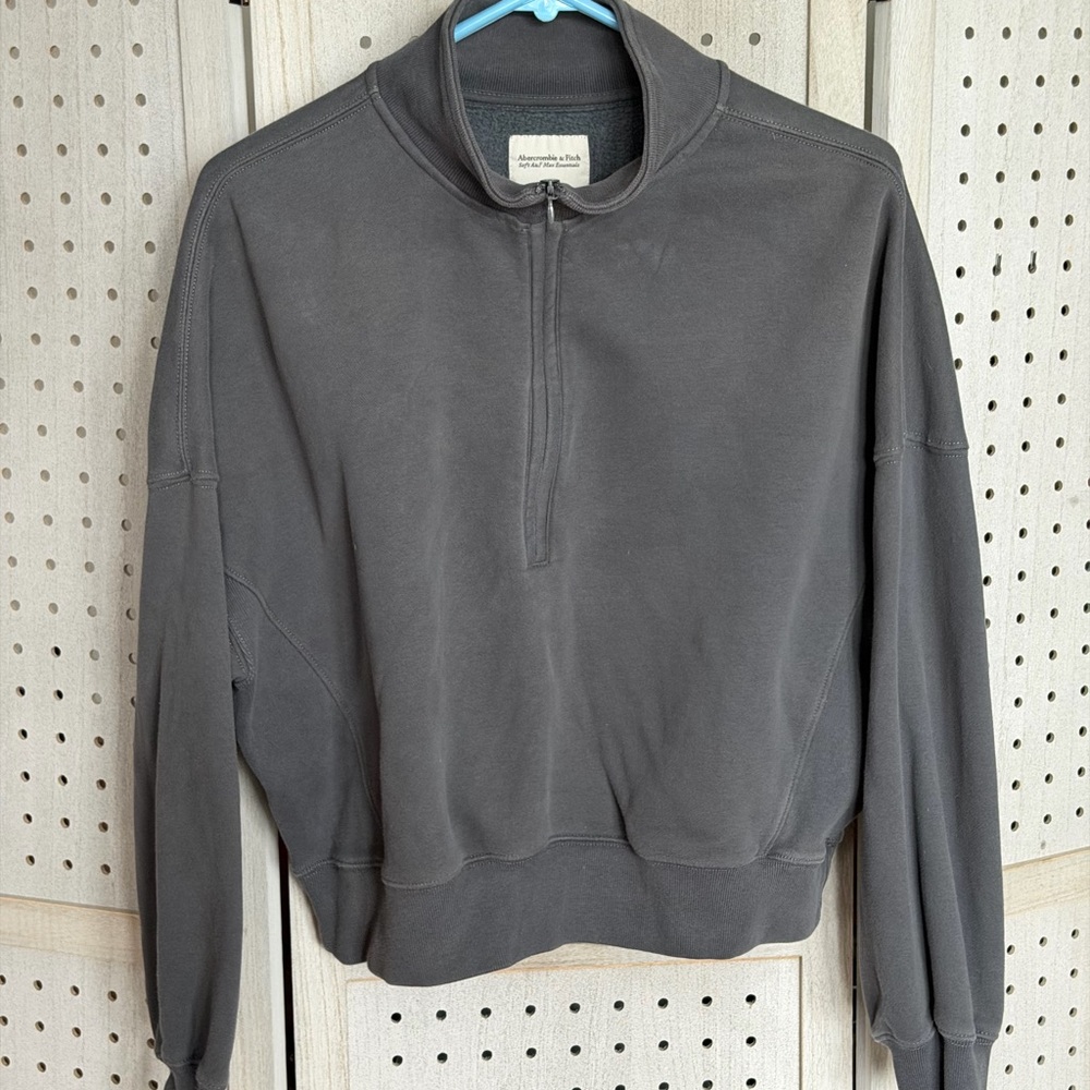 Abercrombie & Fitch Charcoal Gray Half-Zip Sweatshirt
